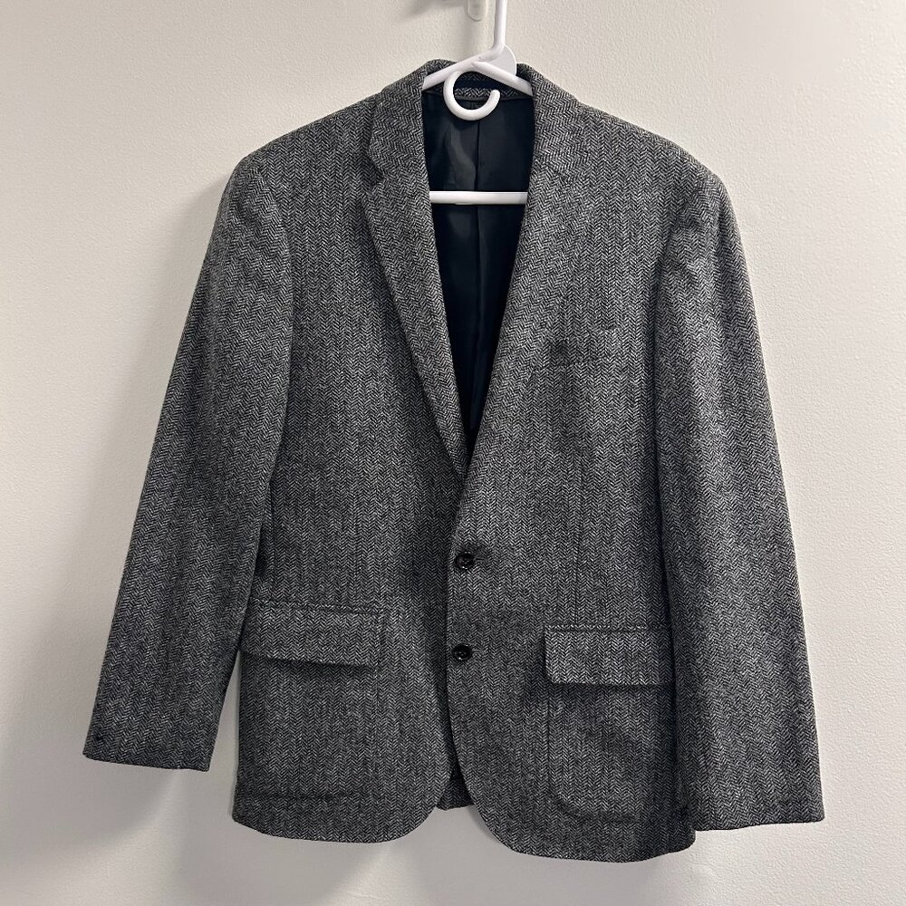 🔥: J Crew • Slim • Ludlow • Herringbone • Wool-Cotton • Suit Jacket • 38S